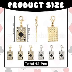 12pcs décorations de pendentif en strass en alliage&nbsp;HJEW-YW00546