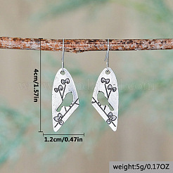 Ohrringe aus hohlem Vogel mit Astmotiv aus Legierung&nbsp;FS-WG930CF-01