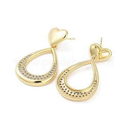 Aretes de latón chapado en rack con micro pavé de circonio cúbico&nbsp;EJEW-B047-03G-06