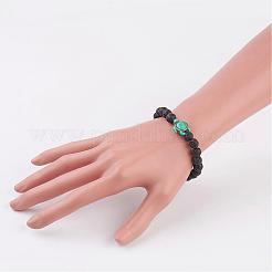 Bracciali elasticizzati con perline in pietra lavica&nbsp;BJEW-JB03036-02