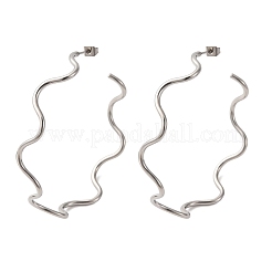 Pendientes ondulados de acero inoxidable 304&nbsp;EJEW-R028-02P