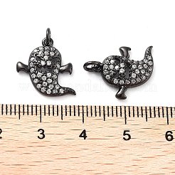 Pendenti con micro pavé di zirconi trasparenti in ottone placcato a cremagliera per Halloween&nbsp;KK-M280-04B