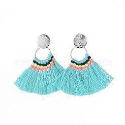 Pendientes colgantes con borlas de polialgodón (algodón poliéster)&nbsp;EJEW-JE03544-M