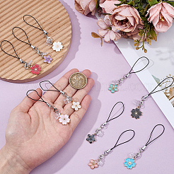 10 Stück Handygurte aus Emaille und Blumen&nbsp;HJEW-OC00122