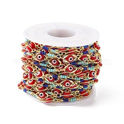 Catena a maglia occhio di cavallo in ottone ecologico fatta a mano&nbsp;CHC-E025-10G