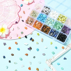 210 g 14 Stile natürliche gemischte Edelstein-Chip-Perlen und 15 g undurchsichtige Glas-Chip-Perlen-Kits&nbsp;G-YW0002-37