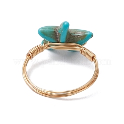 Los anillos de dedo de color turquesa sintética&nbsp;RJEW-JR00878-01