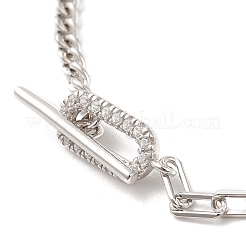 Rhodinierte Fußkettchen aus 925 Sterlingsilber mit Panzerkette und Büroklammerkette&nbsp;AJEW-F162-002P