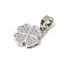 Cz Glück Schmuck Messing Micro Pave Zirkonia vier Kleeblatt-Charme-Anhänger&nbsp;ZIRC-M011-18P-NR