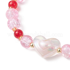 Bracelets extensibles en perles de verre craquelées peintes à la bombe pour femmes&nbsp;BJEW-MZ00201-03