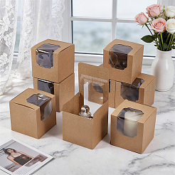 Boîtes cubiques en papier pour cupcakes avec fenêtre visible.&nbsp;BAKE-WH0002-002A