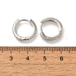 Boucles d'oreilles créoles en laiton plaqué micro pavé de zircons cubiques&nbsp;EJEW-H143-15P-01