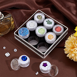 9 fentes mini pots de perles ronds en plastique pour bijoux avec dessus à vis avec velours à l'intérieur&nbsp;AJEW-WH0472-42A