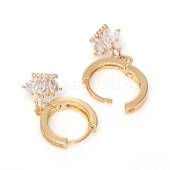 Orecchini a cerchio huggie in zirconi cubici trasparenti micro pavè&nbsp;EJEW-G276-16G