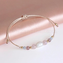 Braccialetto con perline di pietre preziose pastello e perle finte&nbsp;AH6262