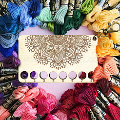 Ablagefächer für Stickgarn aus Holz mit Mandala-Blumenmuster und 8 Position&nbsp;TOOL-WH0056-001