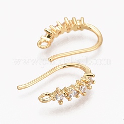 Latón micro pavé gancho de pendiente de circonita cúbica transparente&nbsp;ZIRC-L098-045G