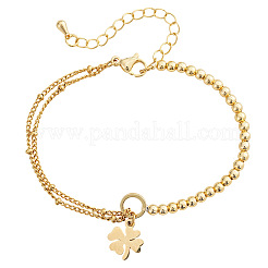 Armbänder mit vierblättrigem Kleeblatt-Anhänger aus Edelstahl 304&nbsp;UY0745-1