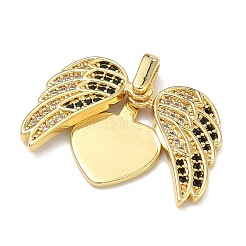 Laiton micro pave pendentifs de médaillon en zircone cubique&nbsp;KK-A293-26B-G