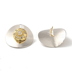 Orecchini a bottone con micro pavé di zirconi chiari in ottone placcato cremagliera&nbsp;EJEW-B062-02GP-02