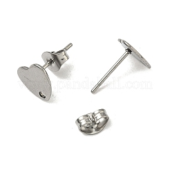 Anlaufgeschützte Ohrstecker-Beschläge aus 304er Edelstahl in Herzform&nbsp;X-STAS-R063-37