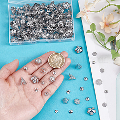 300 pièce 10 styles de capuchons de perles fantaisie en acier inoxydable 304 anti-ternissement&nbsp;STAS-ME0001-66