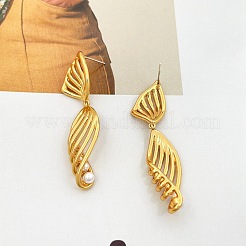 Boucles d'oreilles pendantes en laiton avec imitation de perles&nbsp;EJEW-M084-01G