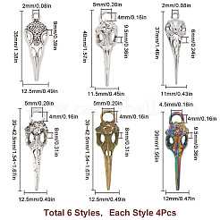 24 pièces 6 styles pendentifs en alliage de style tibétain&nbsp;FIND-SC0009-77