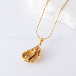 3 collar colgante de fruta durian de acero inoxidable para mujer&nbsp;UM4106