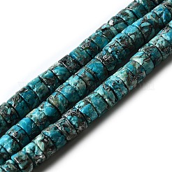 Synthetische Silberlinie türkisfarbene Perlenstränge&nbsp;G-L617-F03-3x6mm