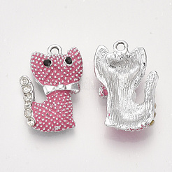 Aluminium Strass Emaille Kätzchen Anhänger&nbsp;PALLOY-T056-104