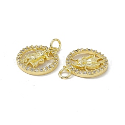 Vrais pendentifs en laiton plaqué 18k or véritable micro pavé zircone cubique clair&nbsp;KK-E068-VB409-6