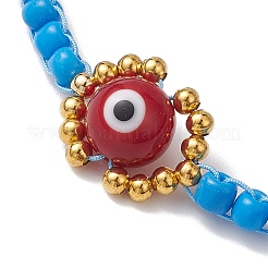 Lampwork fait à la main mauvais œil et perles de rocaille en verre bracelets de perles tressés&nbsp;BJEW-MZ00090-04