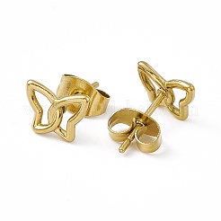 Pendientes pequeños de mariposa con diseño hueco de acero inoxidable 304 con revestimiento al vacío de PVD para mujer&nbsp;EJEW-P212-09G