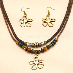 Legierung Blume baumeln Ohrringe & Anhänger Halsketten Sets&nbsp;FS-WG061B5-01