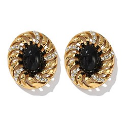 Boucles d'oreilles à tige ovales en acier inoxydable 304&nbsp;EJEW-M105-05G