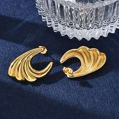 Boucles d'oreilles à tige en acier inoxydable 304 en forme de vague de mer&nbsp;EJEW-M073-07G-02