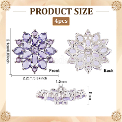 4 bouton en laiton micro pavé de zircone cubique&nbsp;DIY-FG0007-82A