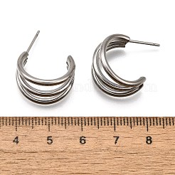 Orecchini a bottone a forma di C in acciaio inossidabile 304 anti-ossidazione&nbsp;EJEW-G298-13A-P