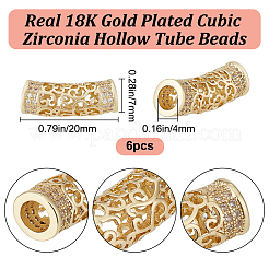 6 pieza de cuentas de circonita cúbica micropavé de latón&nbsp;ZIRC-BBC0002-44G