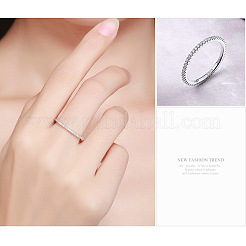 Anlaufschutz rhodinierte 925 Sterling Silber Fingerringe&nbsp;RJEW-FF0008-008P-17mm