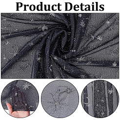 2 yarda de tela de malla de poliéster con estrellas y lunas&nbsp;DIY-WR0005-54A