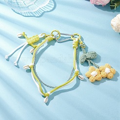 Fleur soufflée au crochet et cordes en polyester et décorations suspendues&nbsp;HJEW-JM04395-03