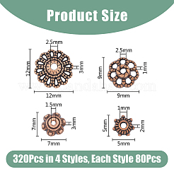320 Stück 4 Stile tibetischen Stil Legierung Kappen&nbsp;FIND-DC0003-94