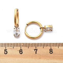Boucles d'oreilles créoles en acier inoxydable 304 avec micro pavé de zircones cubiques et placage ionique (IP)&nbsp;STAS-R004-07G-02