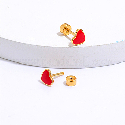 Pendiente de botón de acero inoxidable con forma de corazón 201&nbsp;NR5432-02
