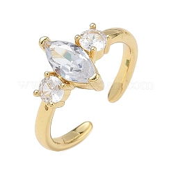 Offene Manschettenringe aus Messing mit Mikropavé und Zirkonia für Damen&nbsp;RJEW-L343-14G-04