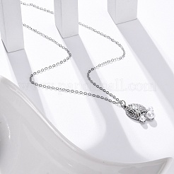 Colliers à chaîne en acier inoxydable 304 anti-ternissement et pendentif en forme d'empreinte de patte de perle en plastique pour femmes&nbsp;STAS-Z114-16P