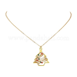 Colgante de árbol de Navidad de vidrio y aleación de zinc con colores&nbsp;NJEW-TA00267