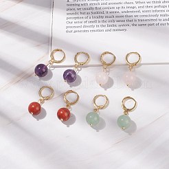 Orecchini a cerchio pendenti con pietre preziose rotonde&nbsp;EJEW-JE04966